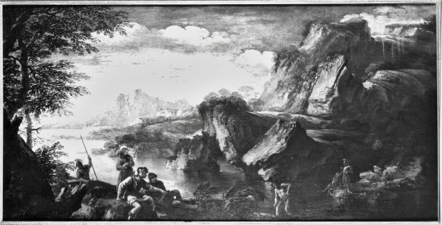 Anonimo — Rosa Salvator - sec. XVII - Paesaggio con soldati — insieme